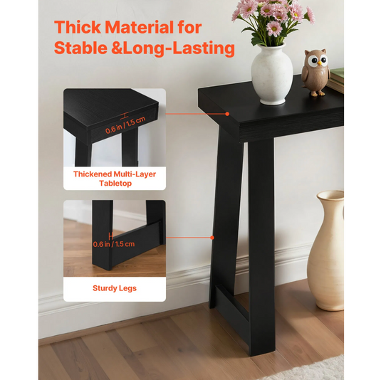 Black 46.5" Narrow Console Table – Modern Minimalist Entryway Sofa Table with A-Frame Legs