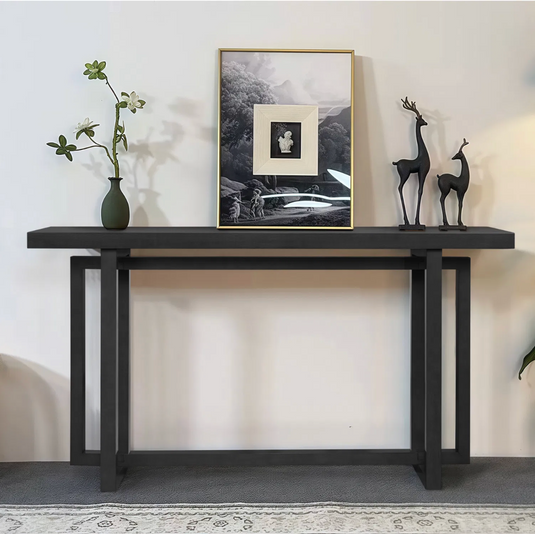 59" Black Geometric Open-Frame Console Table