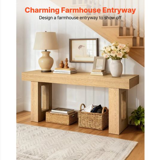 63" Oak Farmhouse Chunky Console Table