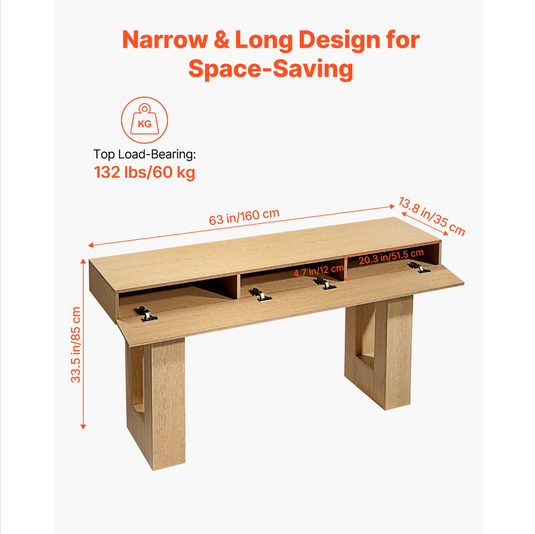 63" Oak Farmhouse Chunky Console Table