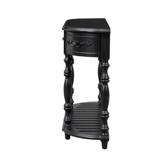 52" Black Carved Spindle-Leg Console Table