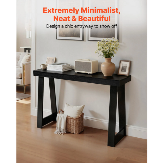 Black 46.5" Narrow Console Table – Modern Minimalist Entryway Sofa Table with A-Frame Legs
