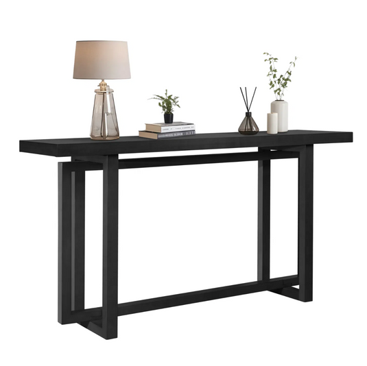 59" Black Geometric Open-Frame Console Table